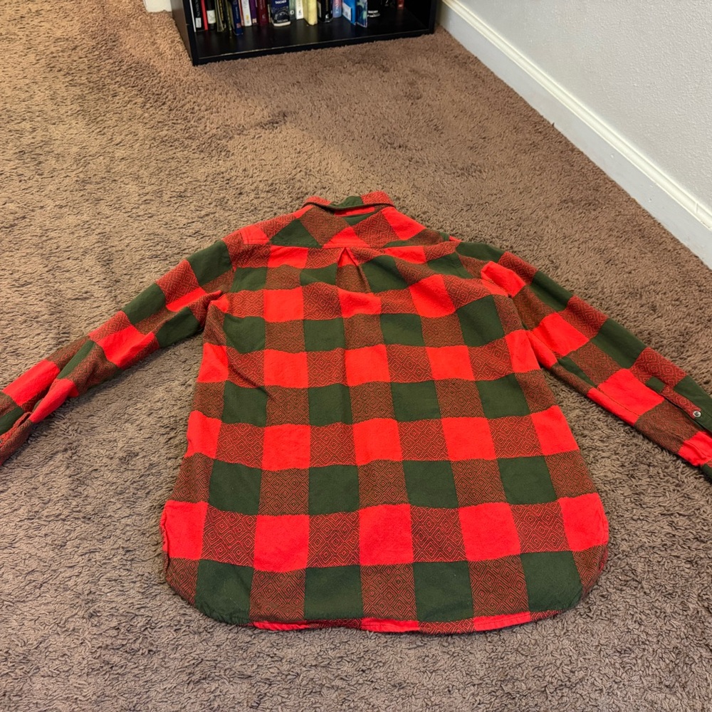 Woolrich Red Green Plaid Flannel Shirt Cotton Oversized Tunic S - Picture 2 of 6